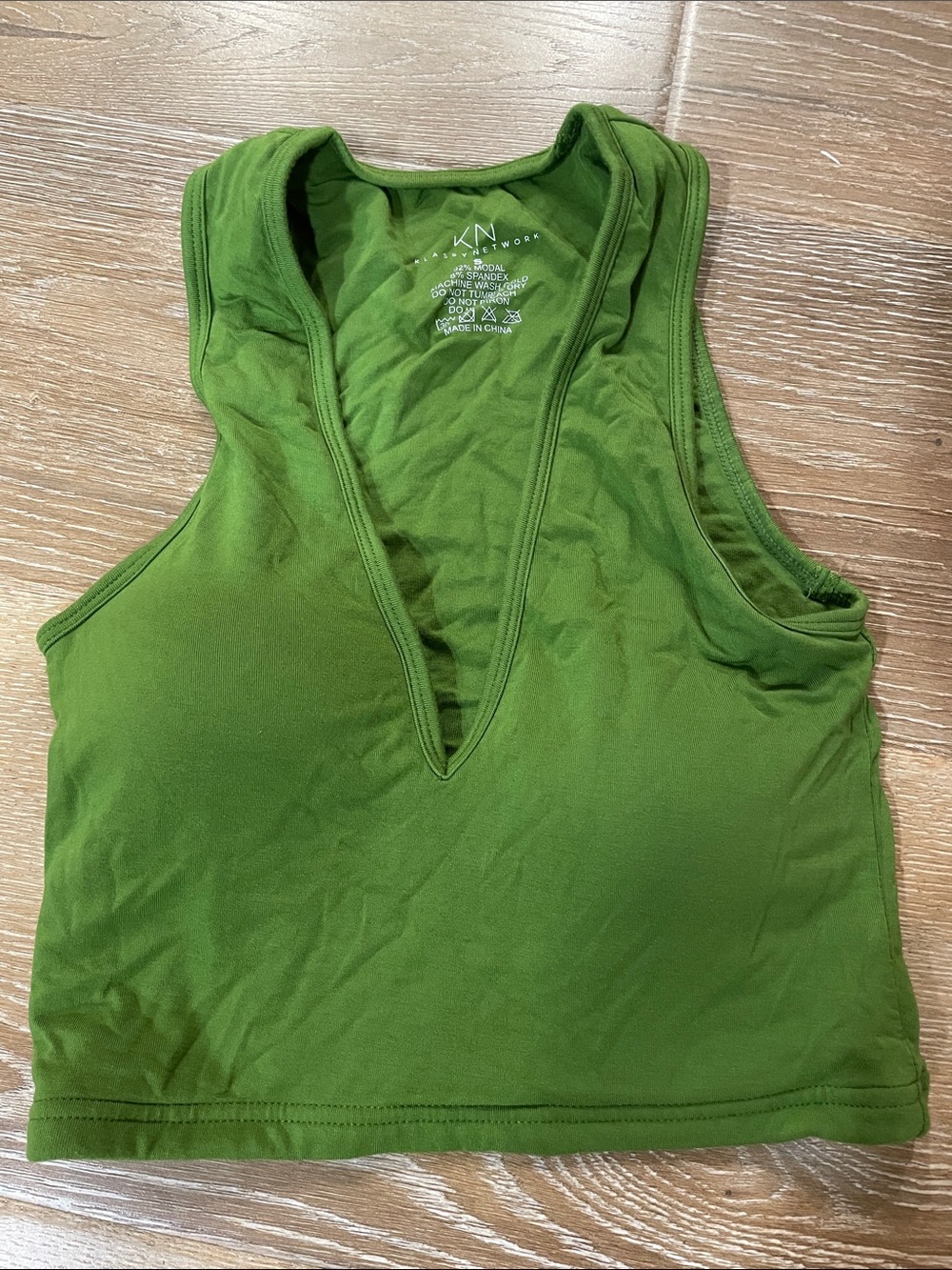 Klassy Network Olive Green Deep V Racerback Crop Tank